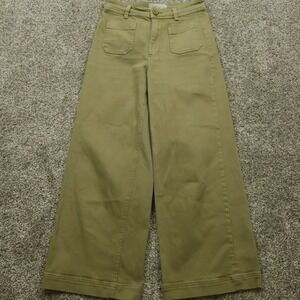 Everlane Pants Women's 00 Olive Green Wide Leg High Rise‎ Cropped